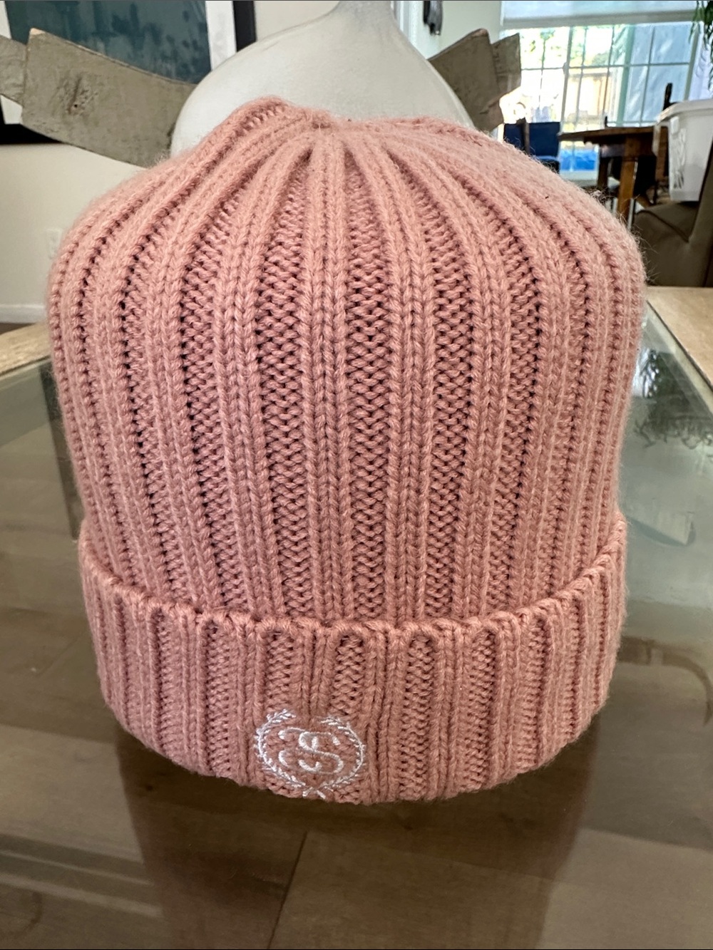 Stussy Pink Ribbed Knit Beanie